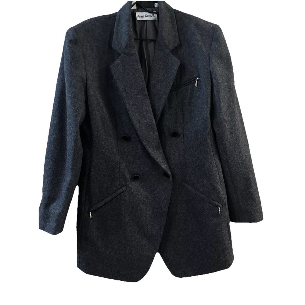 Anne Klein II 100% Wool Blazer Gray Old Money Business Corpcore Professional